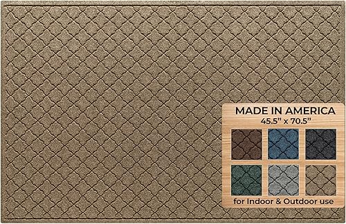 Bungalow Flooring Waterhog - Tapete para puerta, 4 x 6 pies, fabricado en Estados Unidos, duradero y decorativo, antideslizante, interiorexterior,