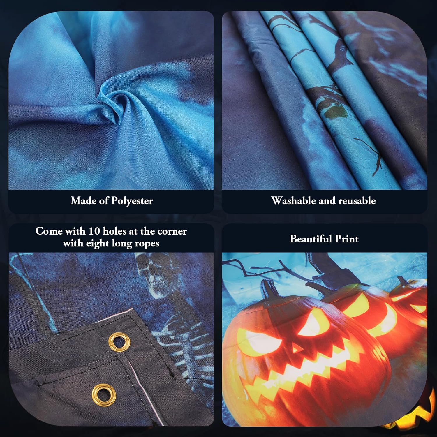 Halloween Garage Door Cover Decorations 7x16FT Large Witch Backdrop Banner Photo Graveyard Pumpkin Skull Black Cat for Home Party Outdoor Yard Holiday Wall Decorations