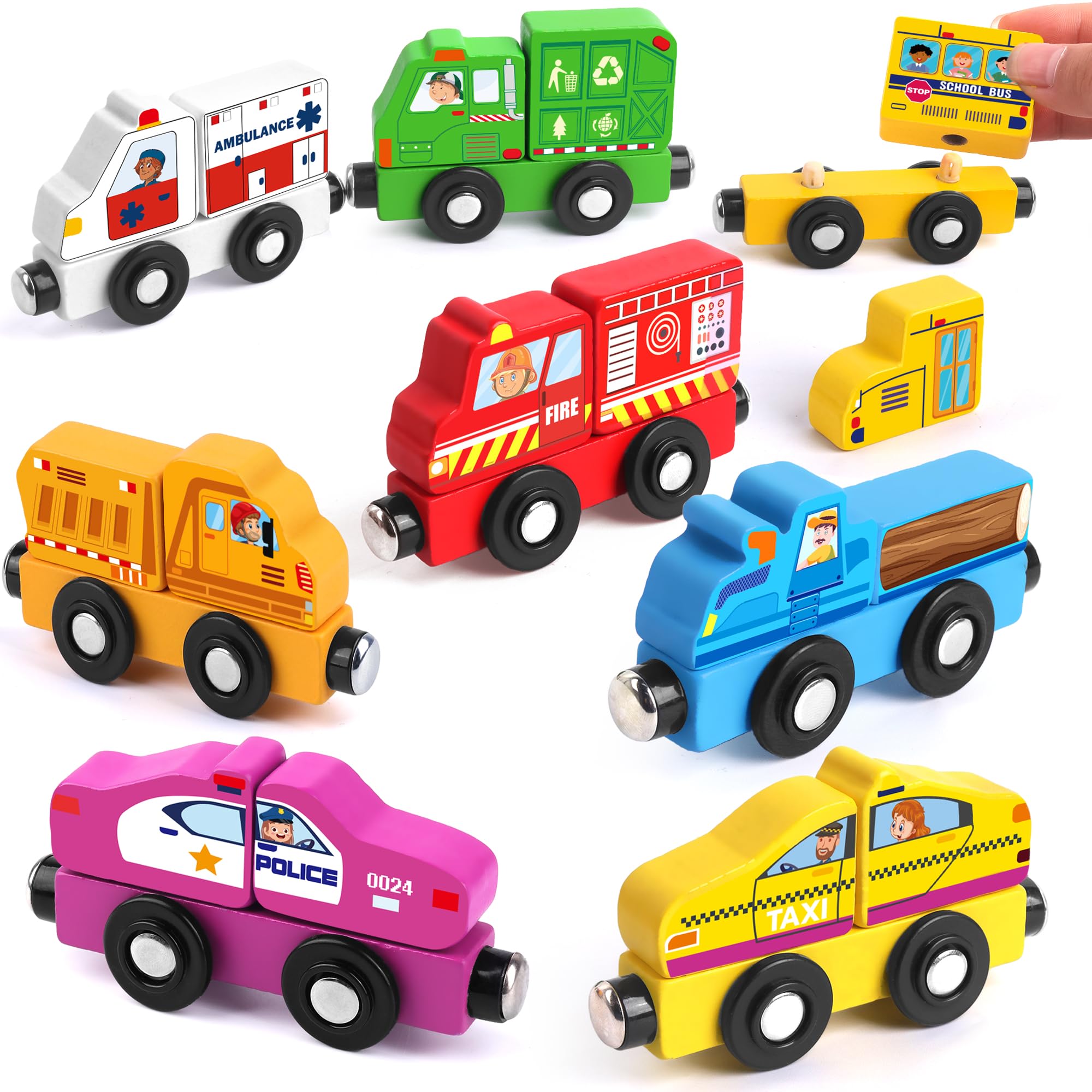 Amazon.com: Helsort Wooden Magnetic Trains Cars - 8 Piece