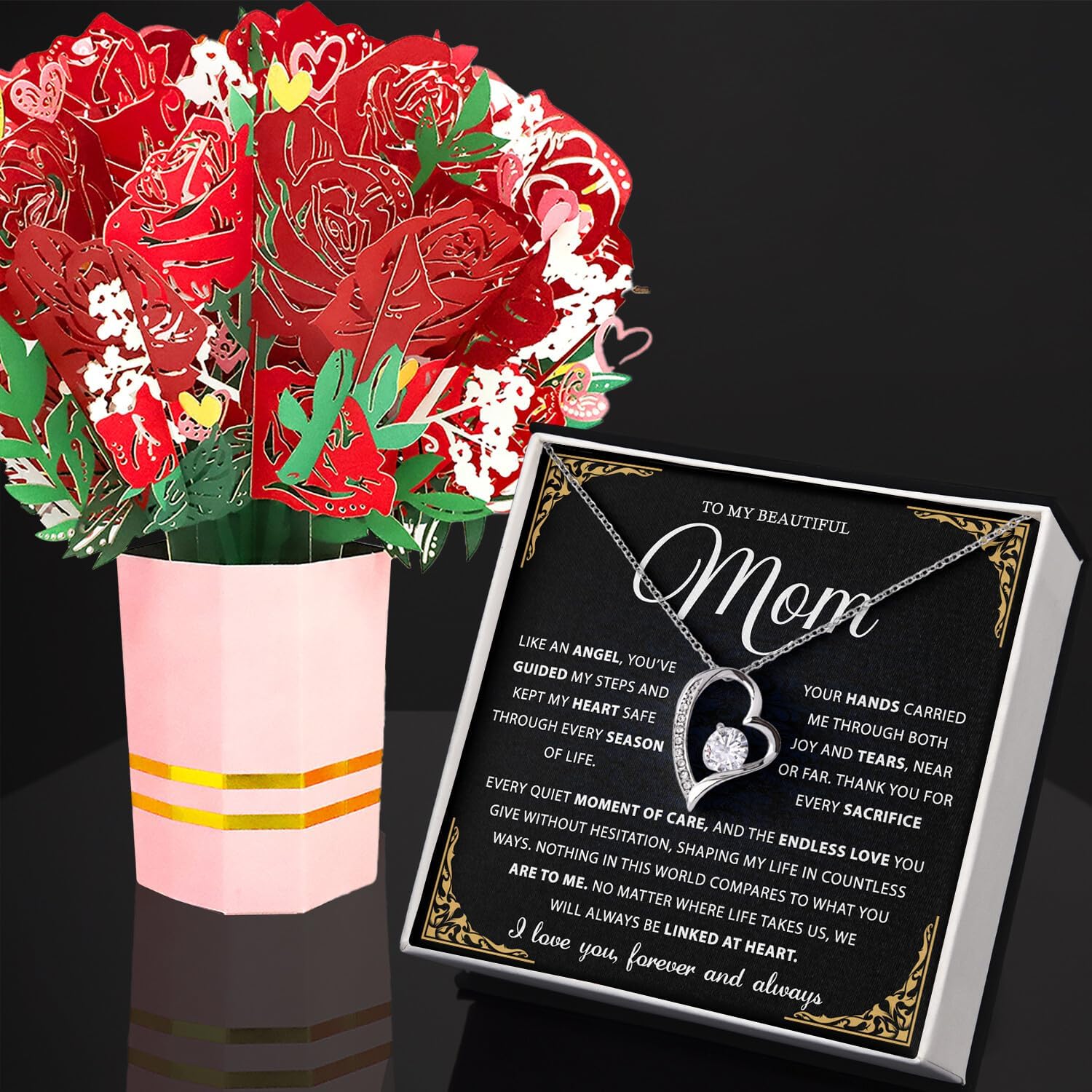 To My Mom Necklace – Sentimental Gift from Son or Daughter, I Love You Mom Jewelry with Message Card, Perfect for Mother’s Day or Birthday - Image 5