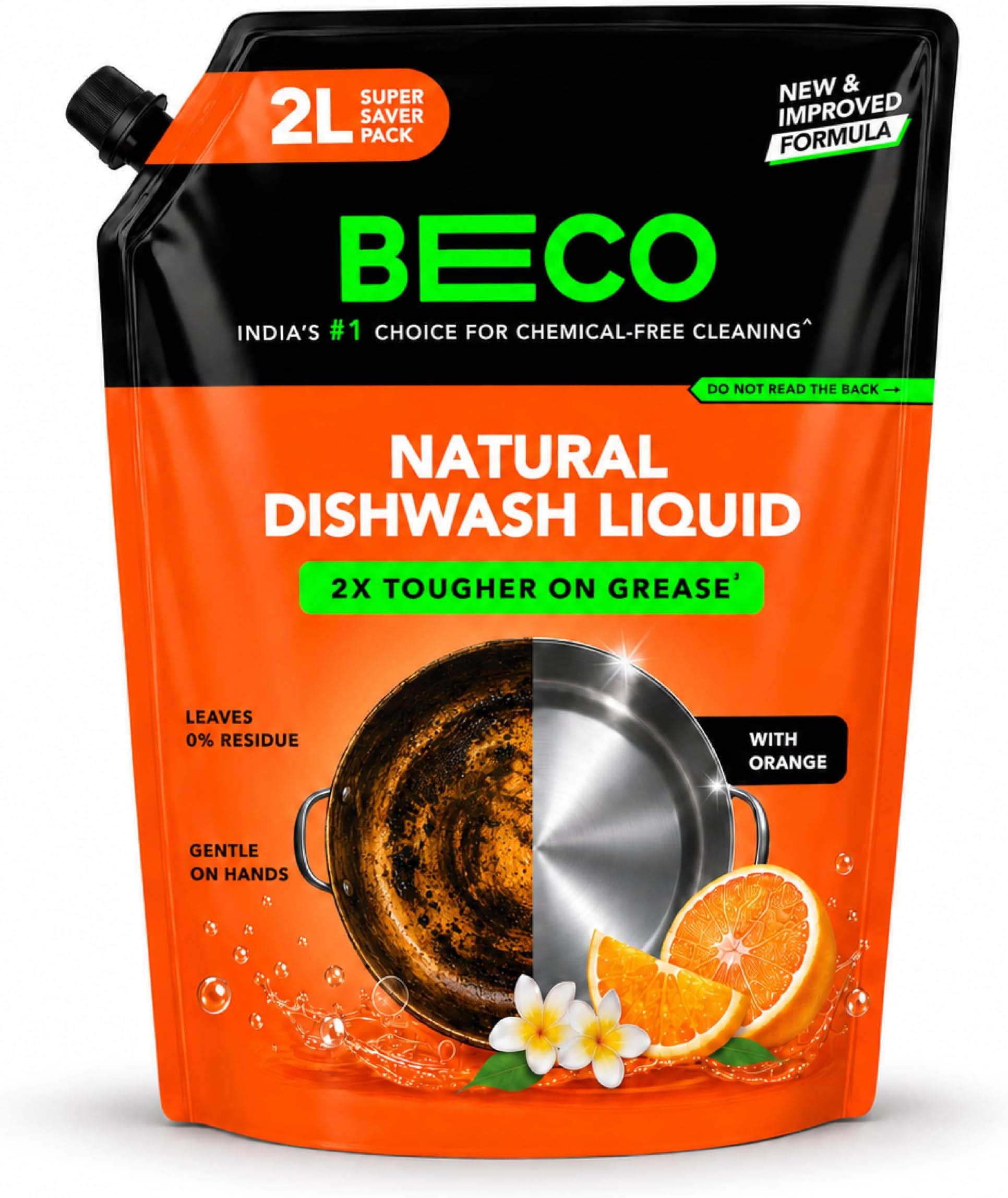 - Beco Natural Dishwasher Liquid Refill | 2L Pack | Anti-Bacterial Formula | Orange Citrus Freshness | Ecofriendly Dish Washing Liquid Gel | Tough Grease Removal | Leaves No Residue on Utensils
