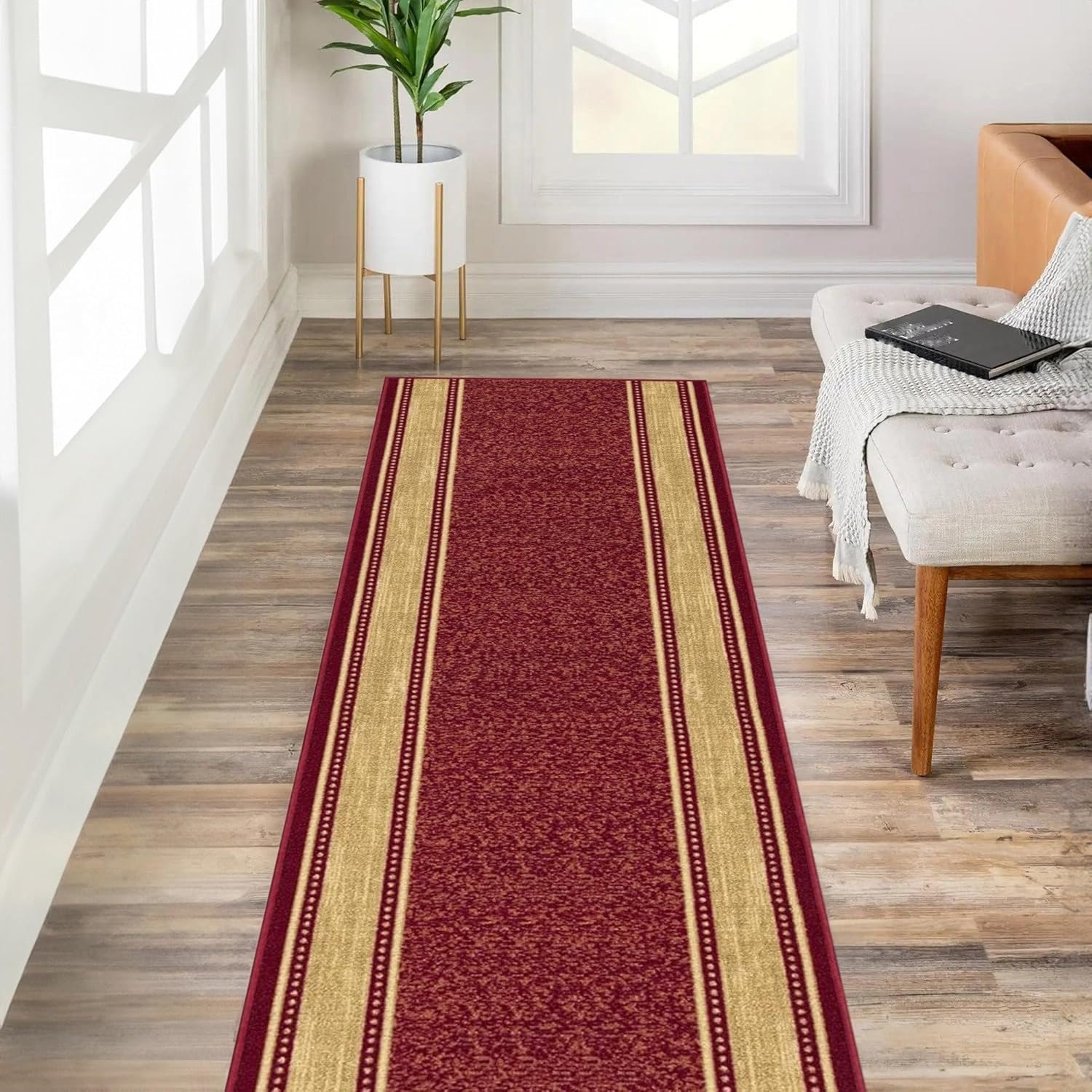 Alfombra de pasillo larga antideslizante con base firme y diseño lavable