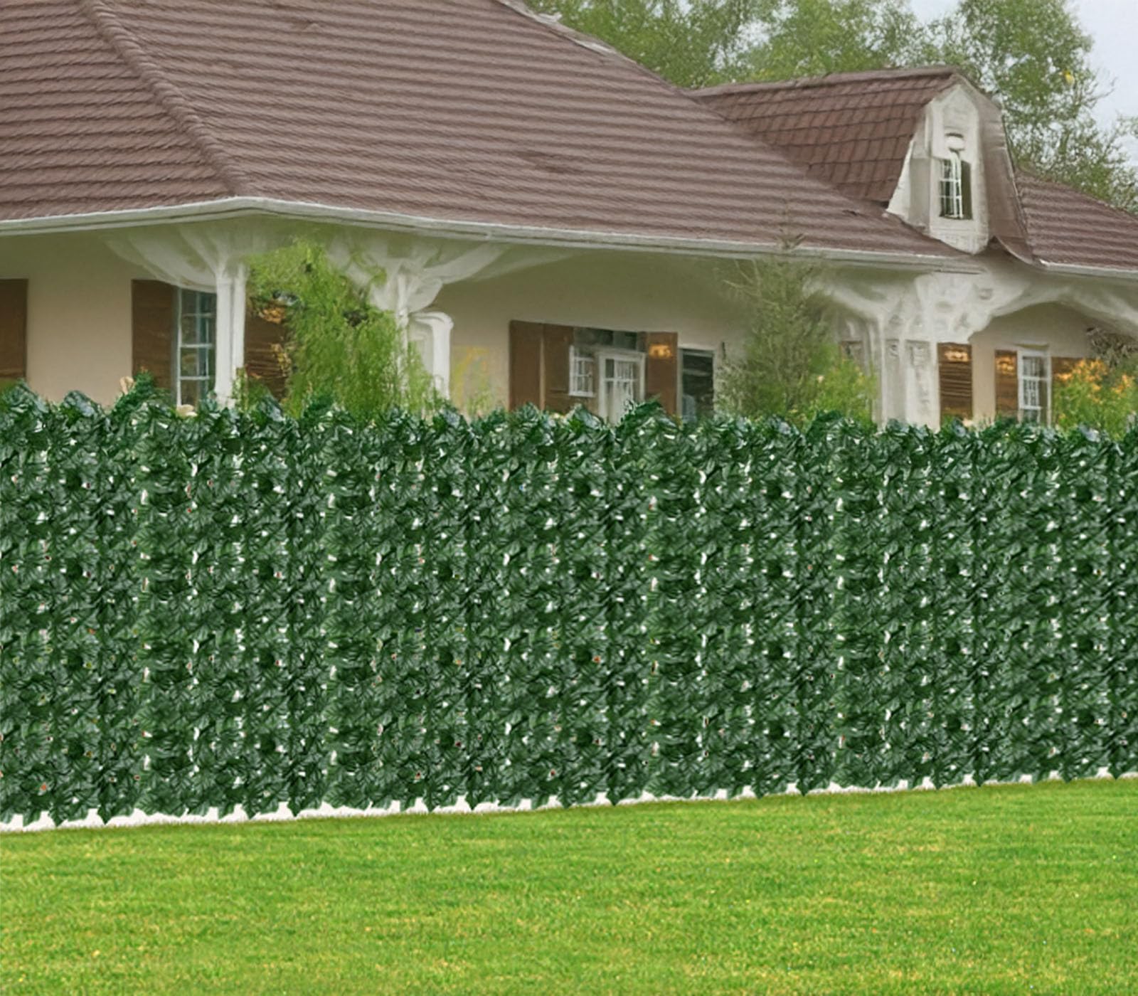 Home Tresor Siepe Finta Artificiale Rotolo Rete Frangivista Sintetica Ornamentale Verde 1,5 x 3 mt Foglie Edera Balcone Terrazzo Giardino Coprente - 150x300 cm