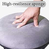 Vista 4 de Taburete de tocador, taburetes grises para sala de maquillaje, taburete otomano redondo, reposapiés de terciopelo para baño, dormitorio, muebles