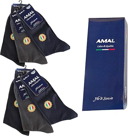 Calcetines de hombre de hilo de Escocia cortos | Calcetines cortos para hombre algodón 100% | Malla Afeitada en Color liso | Paquete de 6 pares | 3 tallas producto italiano