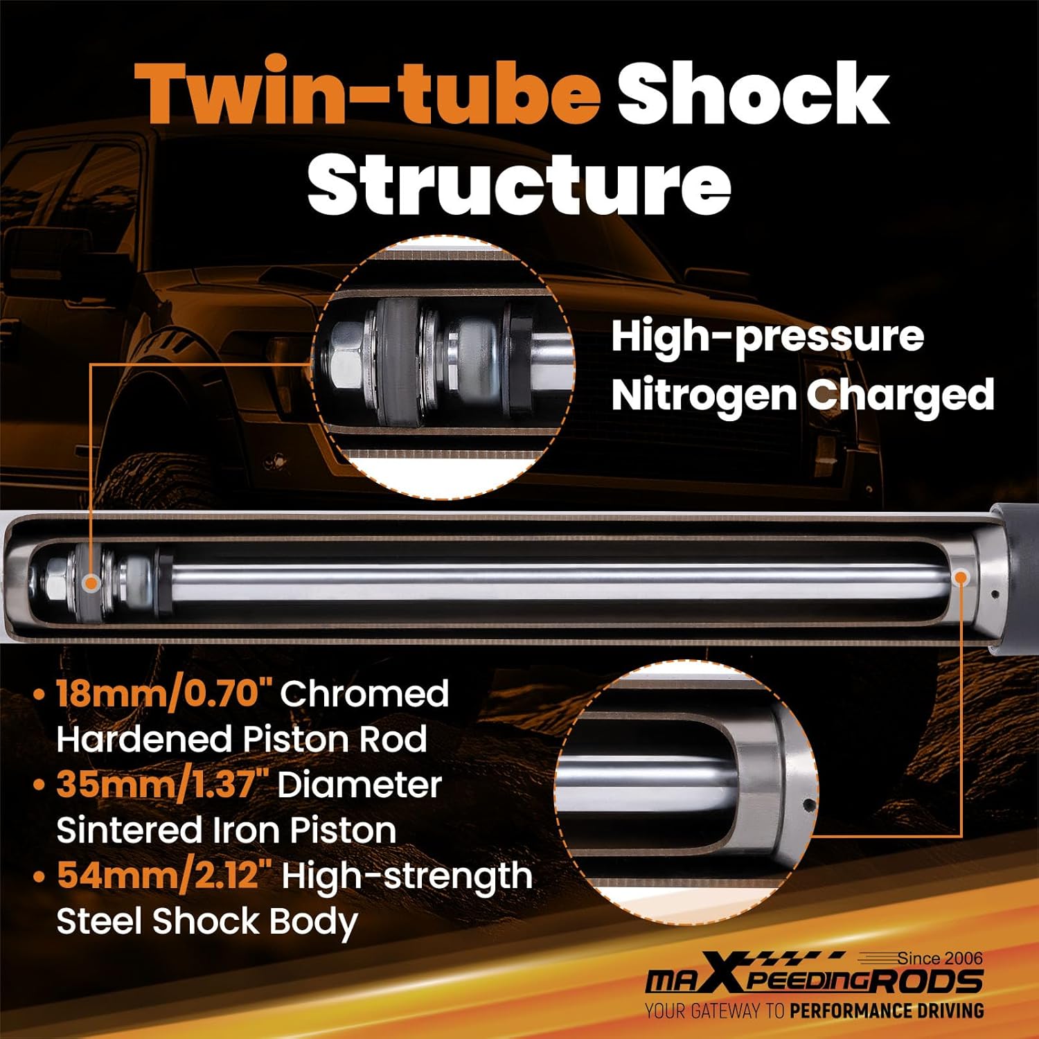 maXpeedingrods Fit 1.5-3.5" Lift Rear Shocks for Jeep Wrangler JL 4xe JL Unlimited 2018-2023 4WD