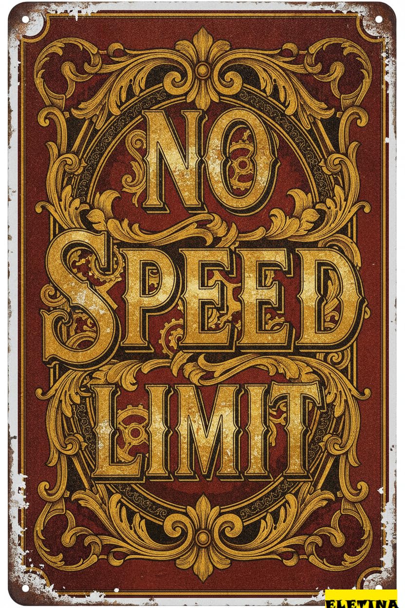 Personalized Sign for Man Cave Speed Limit Aluminum - White Black Funny Metal Street Warning Traffic Road S (no Speed Limit, 8x12in) Private Property Decorative
