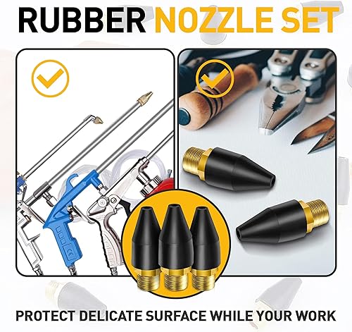 Miniatura 5 de 3 piezas de herramientas de aire de goma para punta de boquilla de aire, pistola de soplado punta de goma para herramienta de aire, piezas de