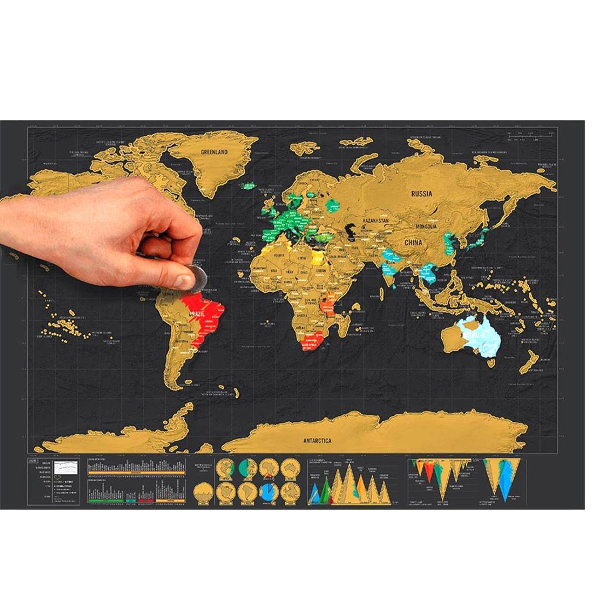 Kratzbare Weltkarte, um Ihre Weltreiseabenteuer zu personalisieren, striped world map, travel footprint reisekarte, klassenzimmer-decoration oder Geografie-Geschenk
