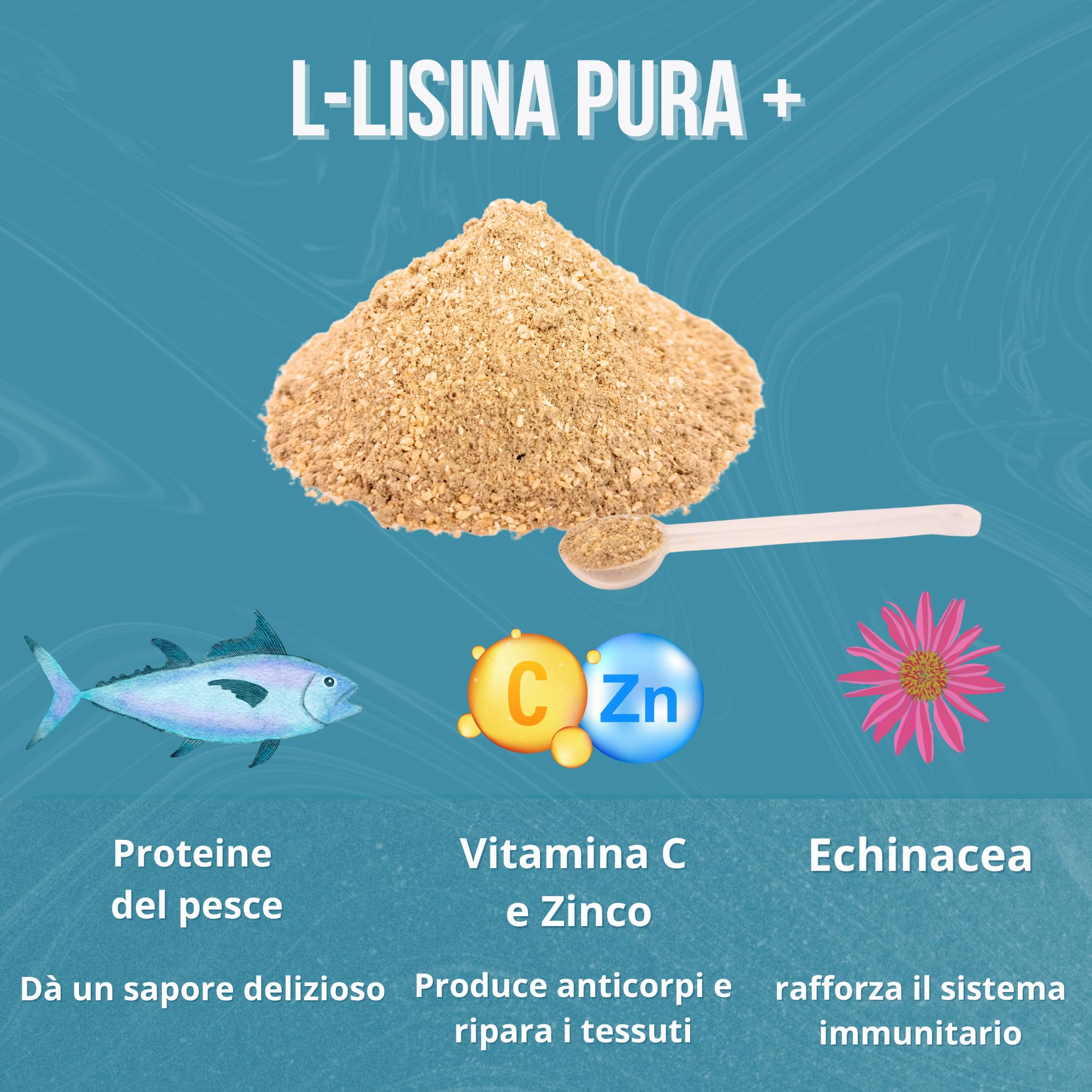 Lisina - 300 g integratore lisina in polvere - gusto pesce - rafforza il sistema immunitario, previene l'herpes felino - adatto a gatti giovani e anziani