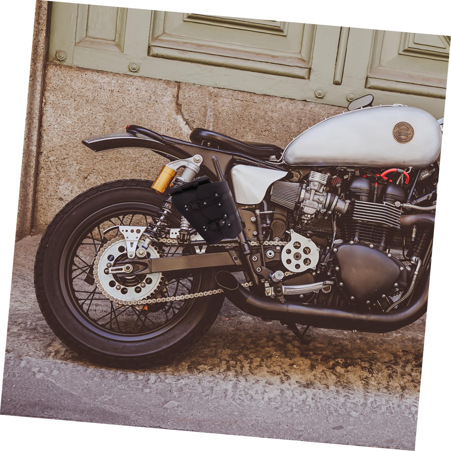 HEMOTON Sacoche Latérale pour Moto à Outils avec Porte-Bouteille Droite, PU Résistant, Fixation à Boucle Rapide, Rangement Voyage Compatible Motos, VTT et Vélos, Usage Quotidien