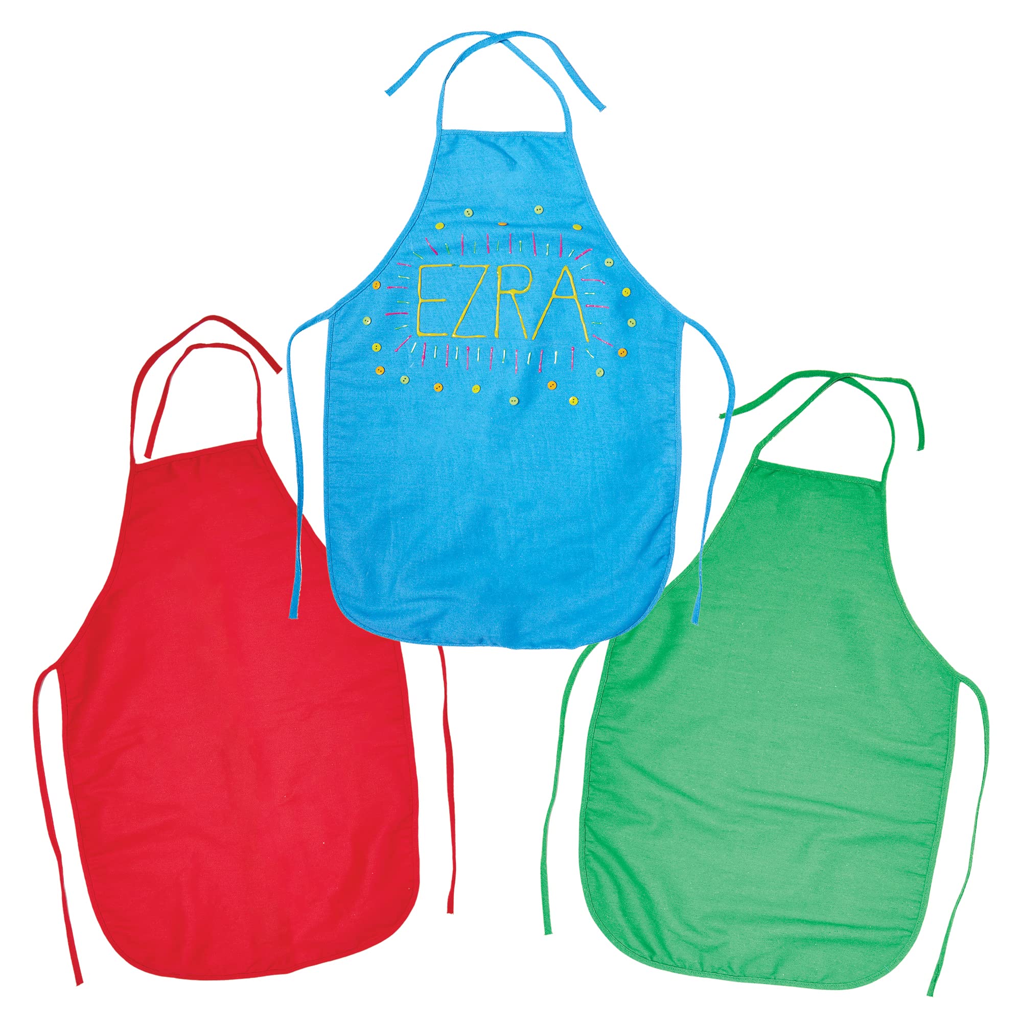 Baker Ross FX850 Rainbow Colours Fabric Aprons - Pack of 3, Kids Aprons for Arts and Crafts