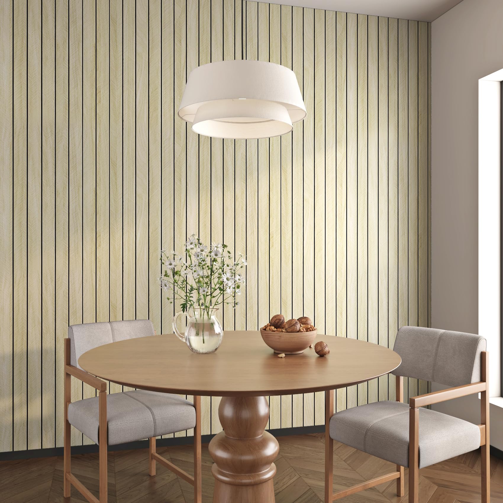 Yenhome Pannelli da Parete Autoadesivi Muro Rovere Chiaro Legno 30x500cm Carta da Parati Rovere Chiaro Camera da Letto 3D Pannelli Acustici Legno PVC Pareti per Soggiorno Ufficio Bagno Impermeabili