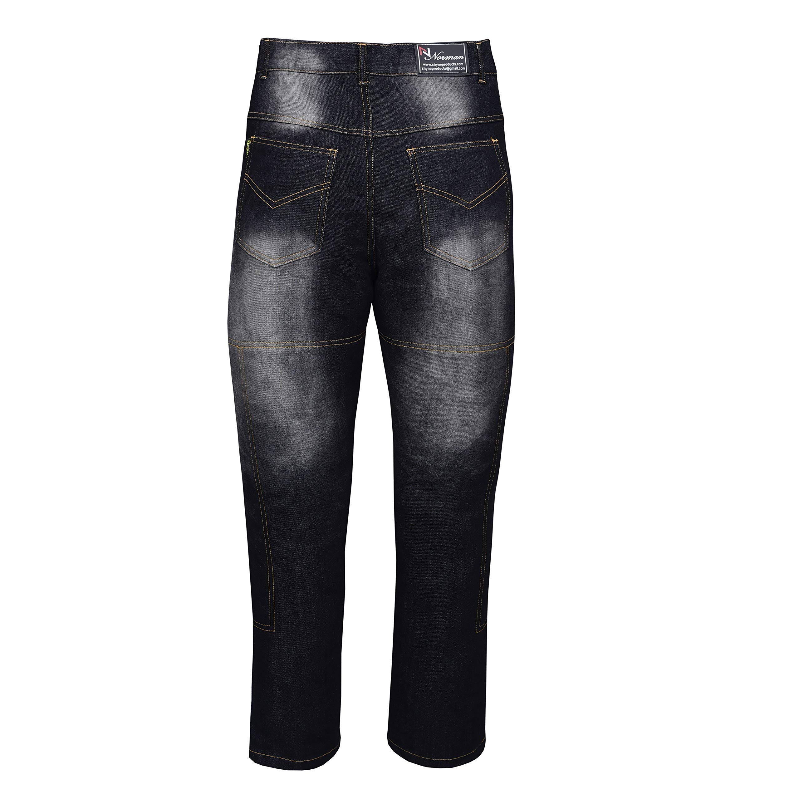 NORMAN Hommes Moto Jeans Renforcé Jeans Protection Doublure Pantalon Noir (Inseem Longueur - 32 ")