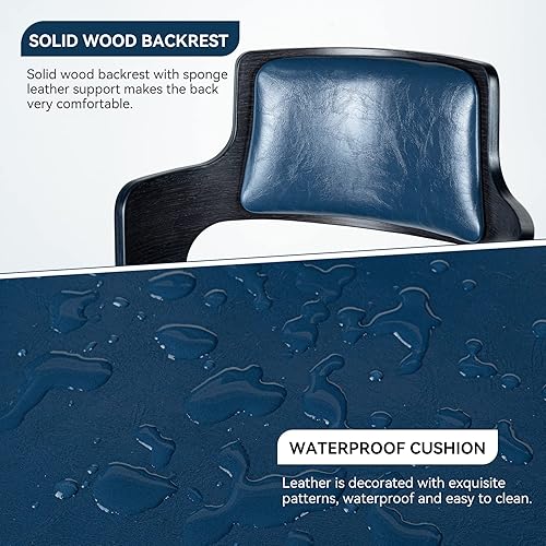 Miniatura 6 de Miereirl Juego de 4 taburetes de bar de altura Morden con respaldo de madera, asiento grueso, silla giratoria ajustable para el hogar, cocina, isla