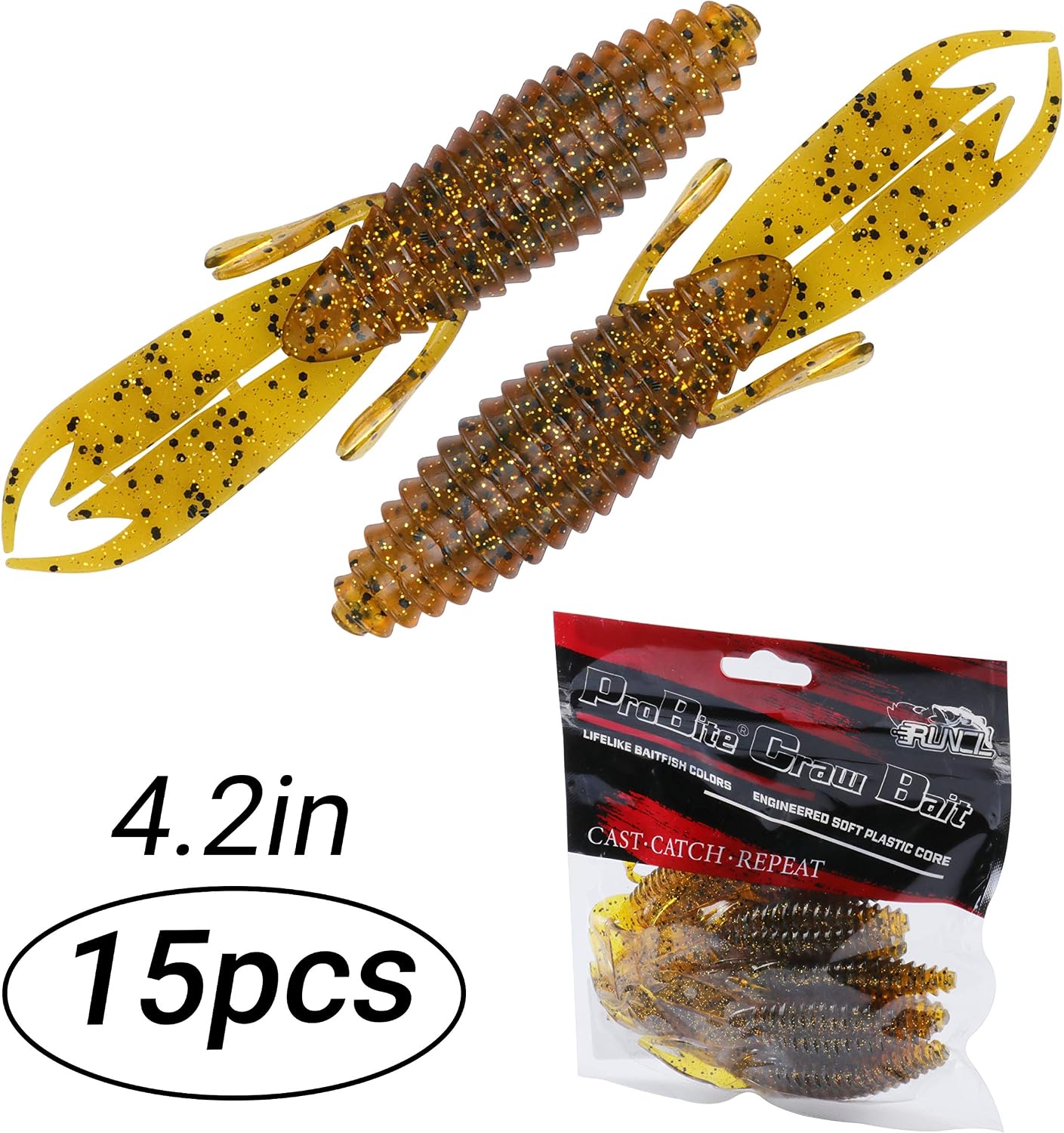 RUNCL Anchor Box - Craw Baits, Creature Baits, 4/4.2in Soft Fishing Lures 15/20pcs - Oversized Pinchers, Weedless Design, Natural Oils, Lifelike Swimming Actions, Proven Colors - Fishing Baits