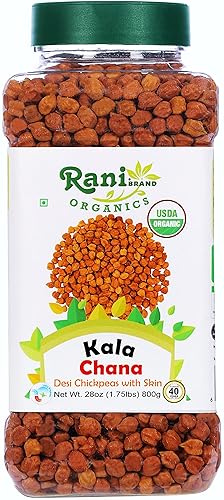 Rani Organic Kala Chana garbanzos Desi con piel Tarro de PET de 28 onzas 2822oz Todo natural Vegano Apto para gluten Sin OMG Origen indio