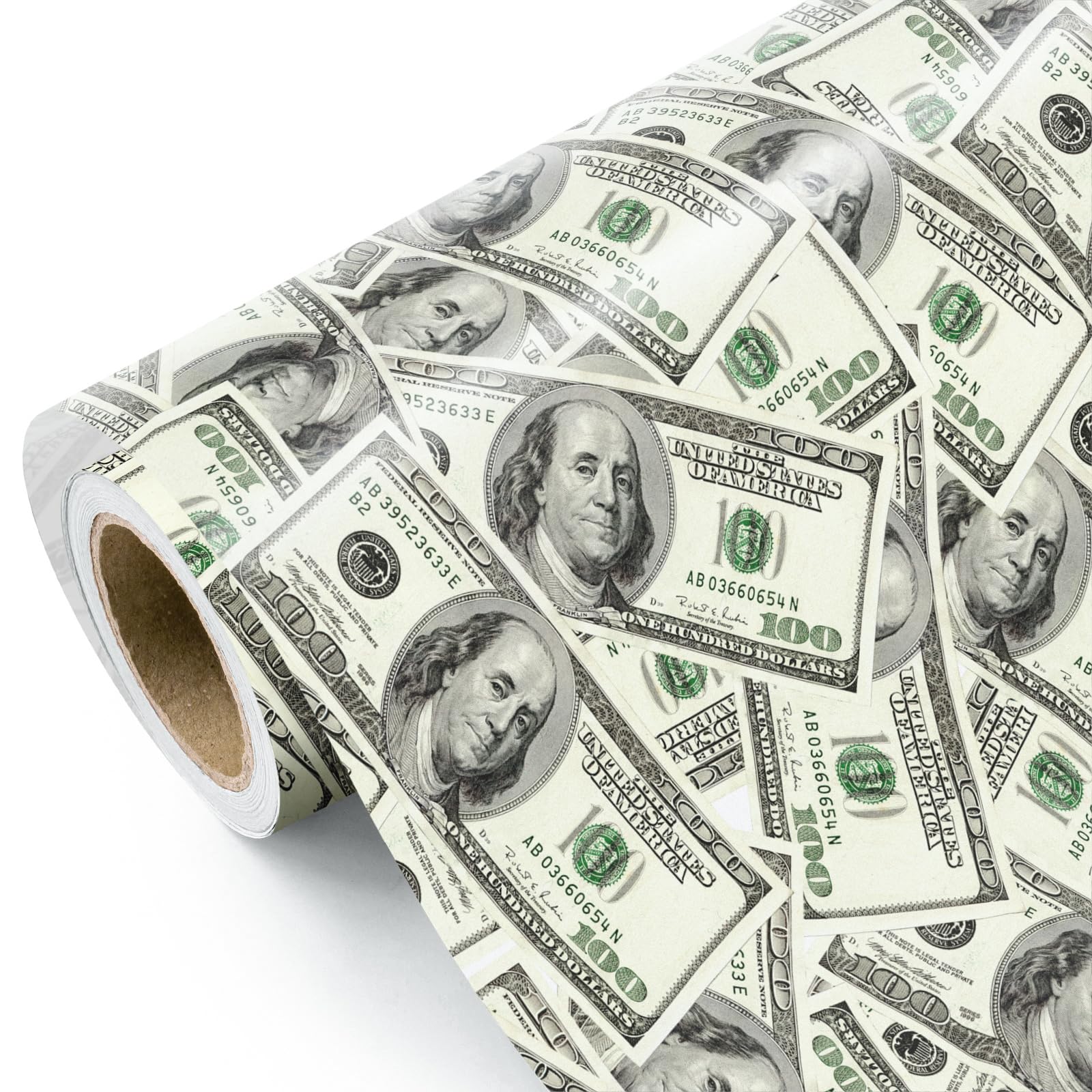 WRAPAHOLIC Money Wrapping Paper Roll - Mini Roll - 17 Inch x 16.5 Feet - Dollar Bills Funny Wrapping Paper Perfect for Men Women Adult, Birthday
