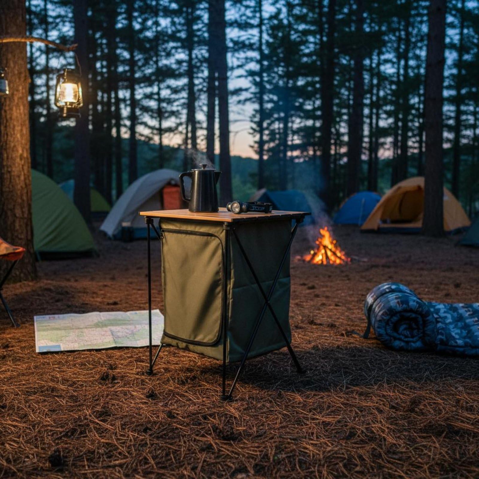 Gabinete de Almacenamiento Plegable Fácil de Plegar y Estructura Estable de Aluminio Resistente en Ambientes Exteriores y Divisor Adaptable Adecuado para Senderismo y Picnic, Color to 3