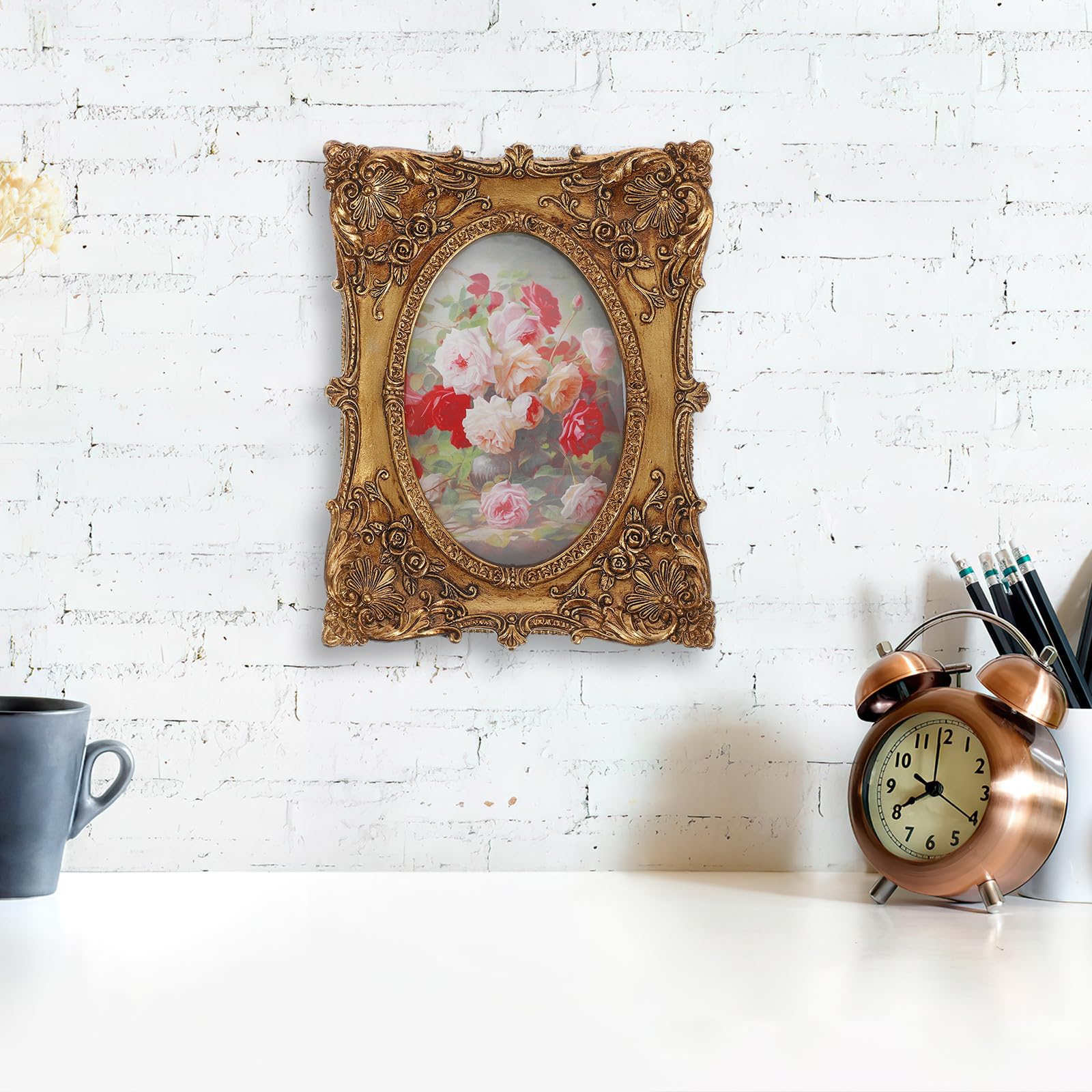 Abaodam Marco de Fotos Vintage Antiguo de Resina para Pared y Mesa