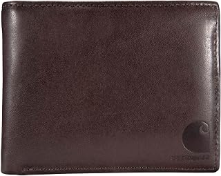 Carhartt Men's Oil Tan Leather Front Pocket Bifold Wallet - RFID Blocking, Durable Full-Grain Leather, Slim Everyday Carry