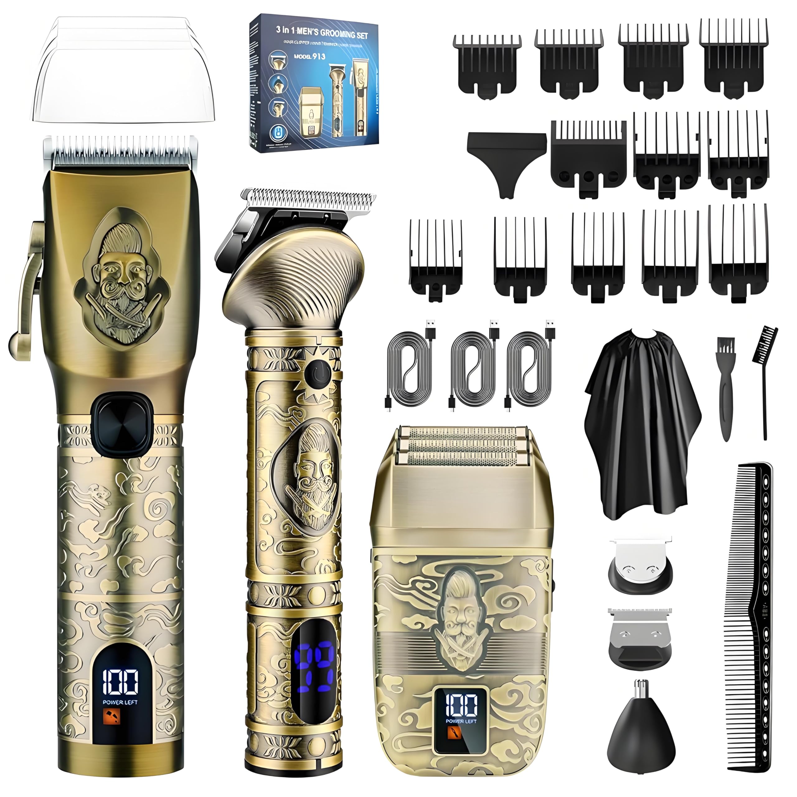 Haarschneidemaschine Profi,Barttrimmer Nasenhaartrimmer, Clippers und TrimmersSet,Rasierer Herren Elektrisch, Folienrasiermaschinen für Männer für Zuhause,Barbier