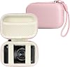 Digital Camera Case Compatible with Canon Powershot G7X Mark III/ SX740/ Sony ZV-1/RX100 VII/Panasonic ZS99, Small Travel Compact Cameras Storage Holder with Lanyard (Pink)