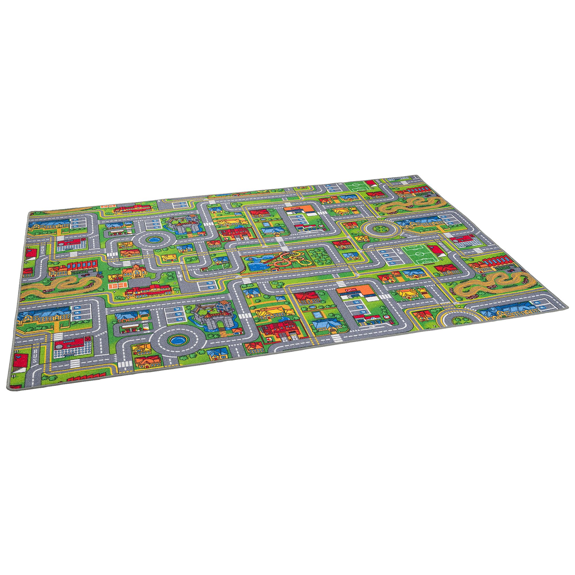 Snapstyle Tappeto bambini strada Adventure Land Multicolore – tappeto gioco città per cameretta, facile da pulire