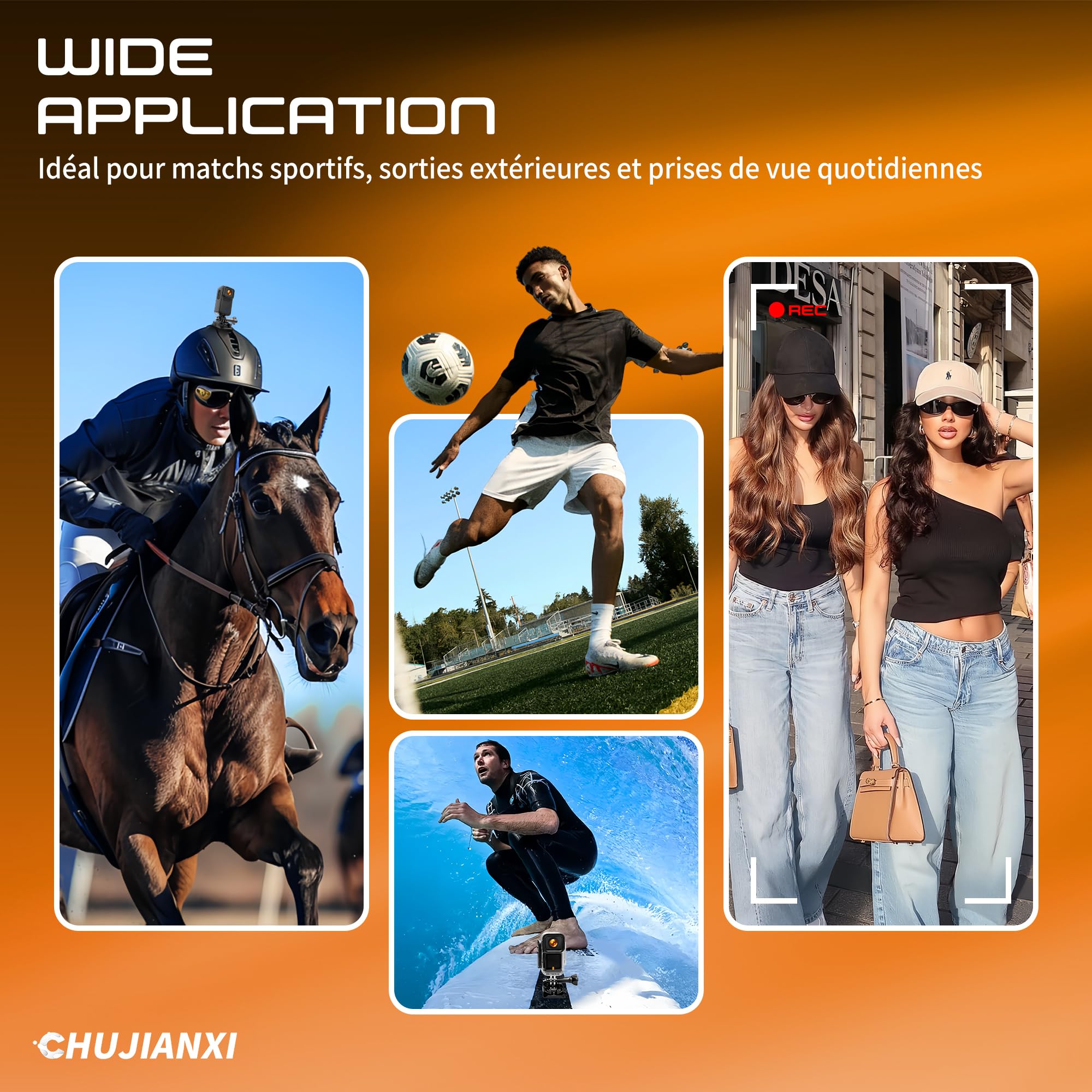 Mini Caméra d'action 4K, Caméra d'action WiFi Étanche | Action Cam Bodycam Magnétique, Mini Camera de Sport, Caméra POV Portable pour Casque Moto Vélo Équitation Ski Sport Running