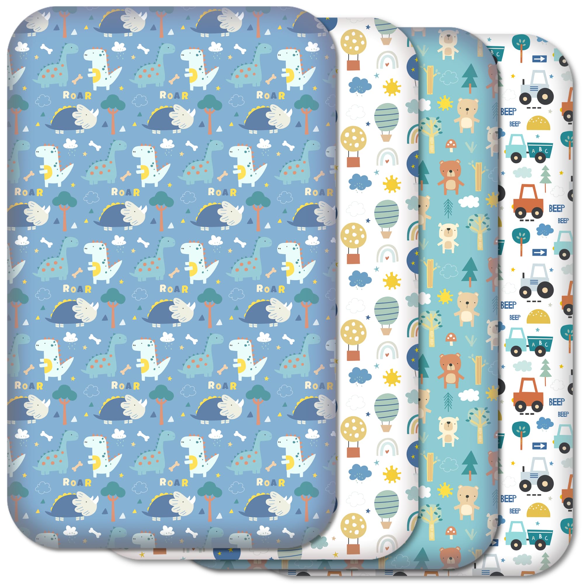 Next to Me Crib Sheets 83x50cm – 4-Pack - Soft & Breathable Baby Bedding Fitted Sheets Set, Snug Microfibre Sheets for Bedside Cribs (83x50cm, SET 7-4pcs)