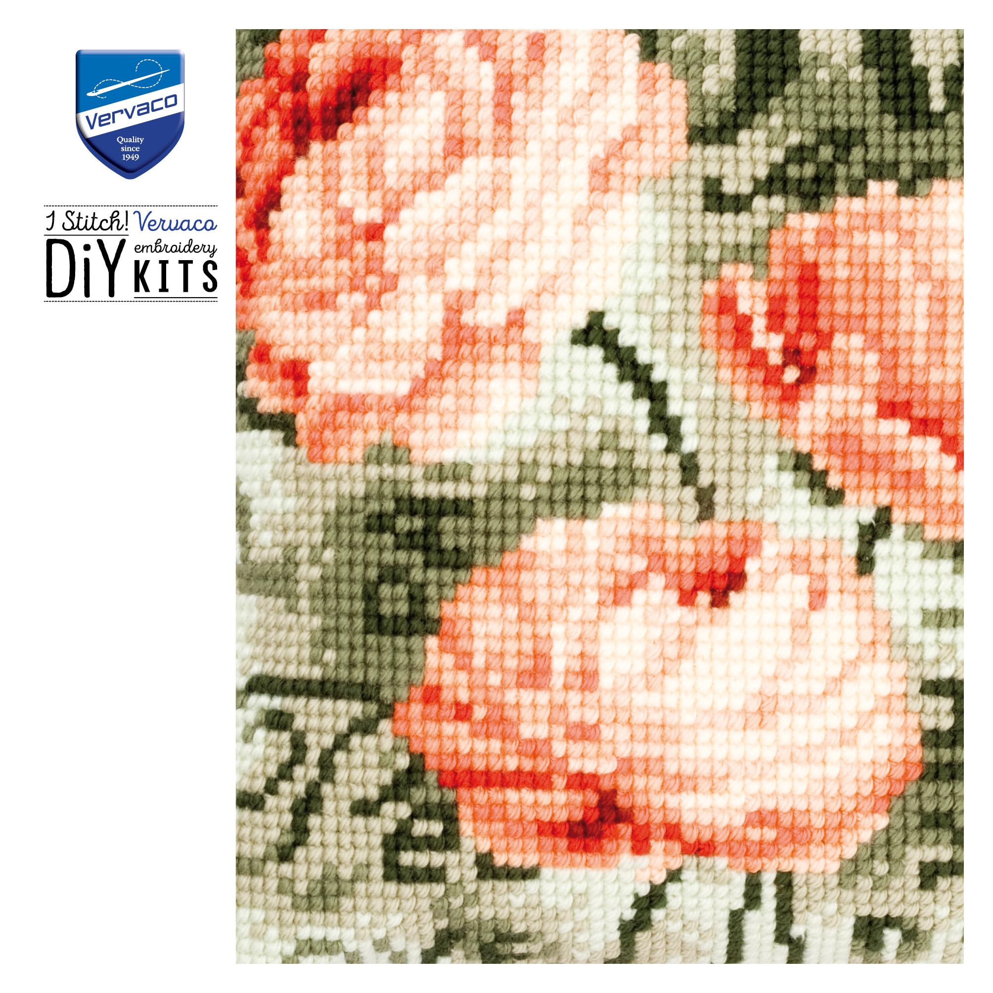 VERVACO Kit Cuscino Punto Croce PEONIE Set Ricamo Principianti Cuscini Gobelin Decorativi ca. 40 x 40 cm Accessori per Lavoretti Creativi DIY Casa Decor Hobby Adulti Cross Stitch