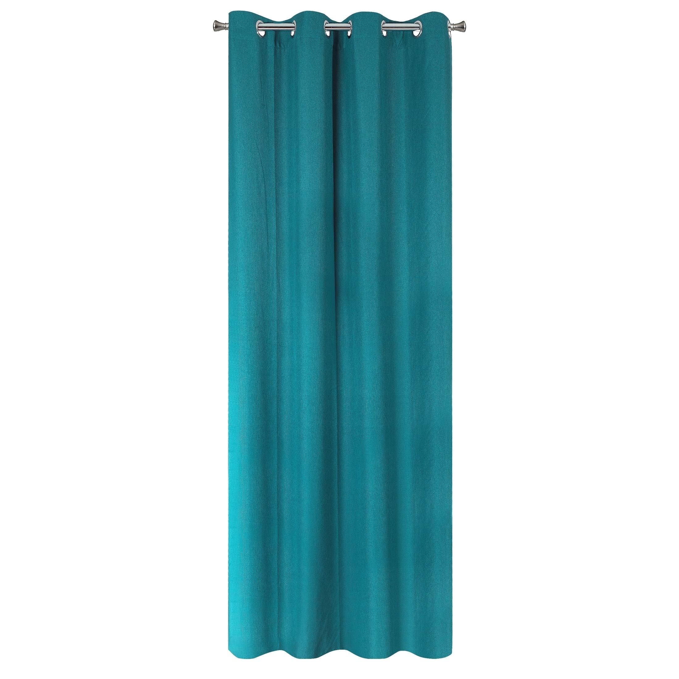 EurofiranyCurtain Smooth Textured Pattern Trend Eyelets Elegant Glamour Bedroom Living Room Turquoise 135 x 250 cm