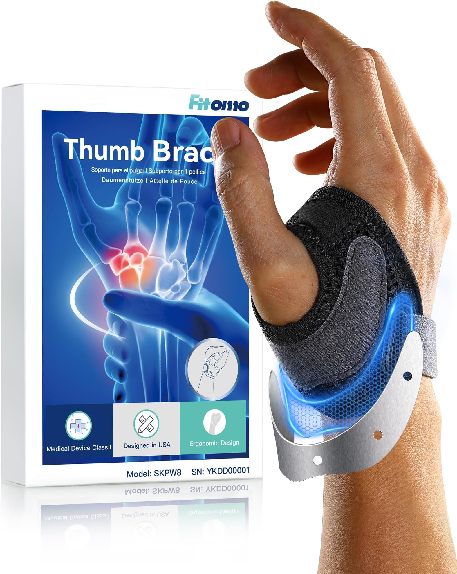CMC Thumb Brace with Shape-memory Restriction Splint for Osteoarthritis, CMC Joint Thumb Arthritis Brace Stabilizer for Basal Thumb Arthritis Pain Relief and Support, Medium, Left Hand, 1 Pack