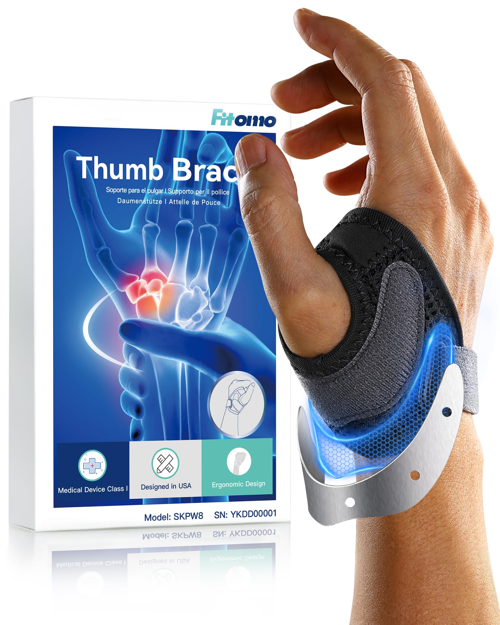 CMC Thumb Brace with Shape-memory Restriction Splint for Osteoarthritis, CMC Joint Thumb Arthritis Brace Stabilizer for Basal Thumb Arthritis Pain Relief and Support, Medium, Left Hand, 1 Pack