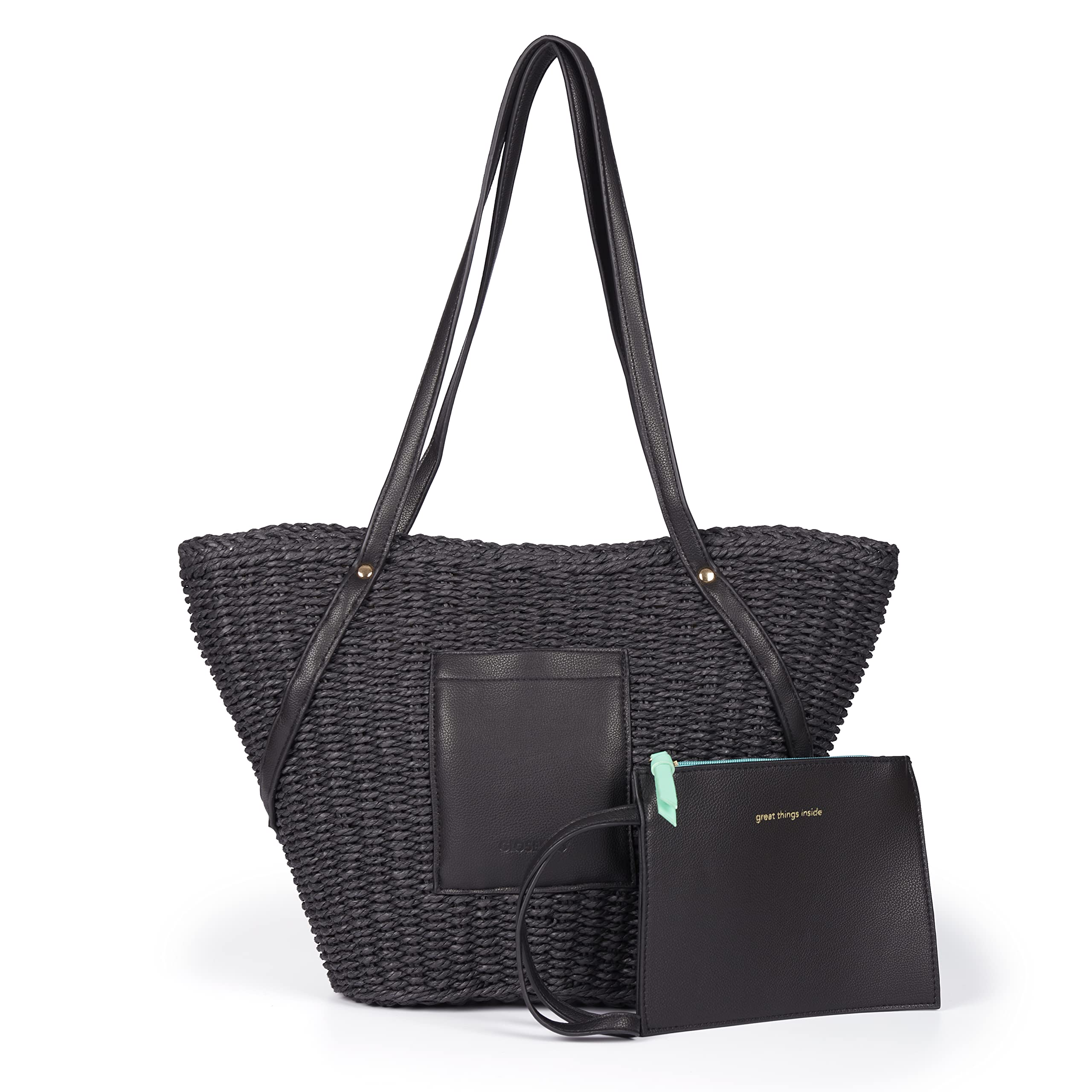 GIOSEPPO Capazo de rafia color negro para mujer rialma