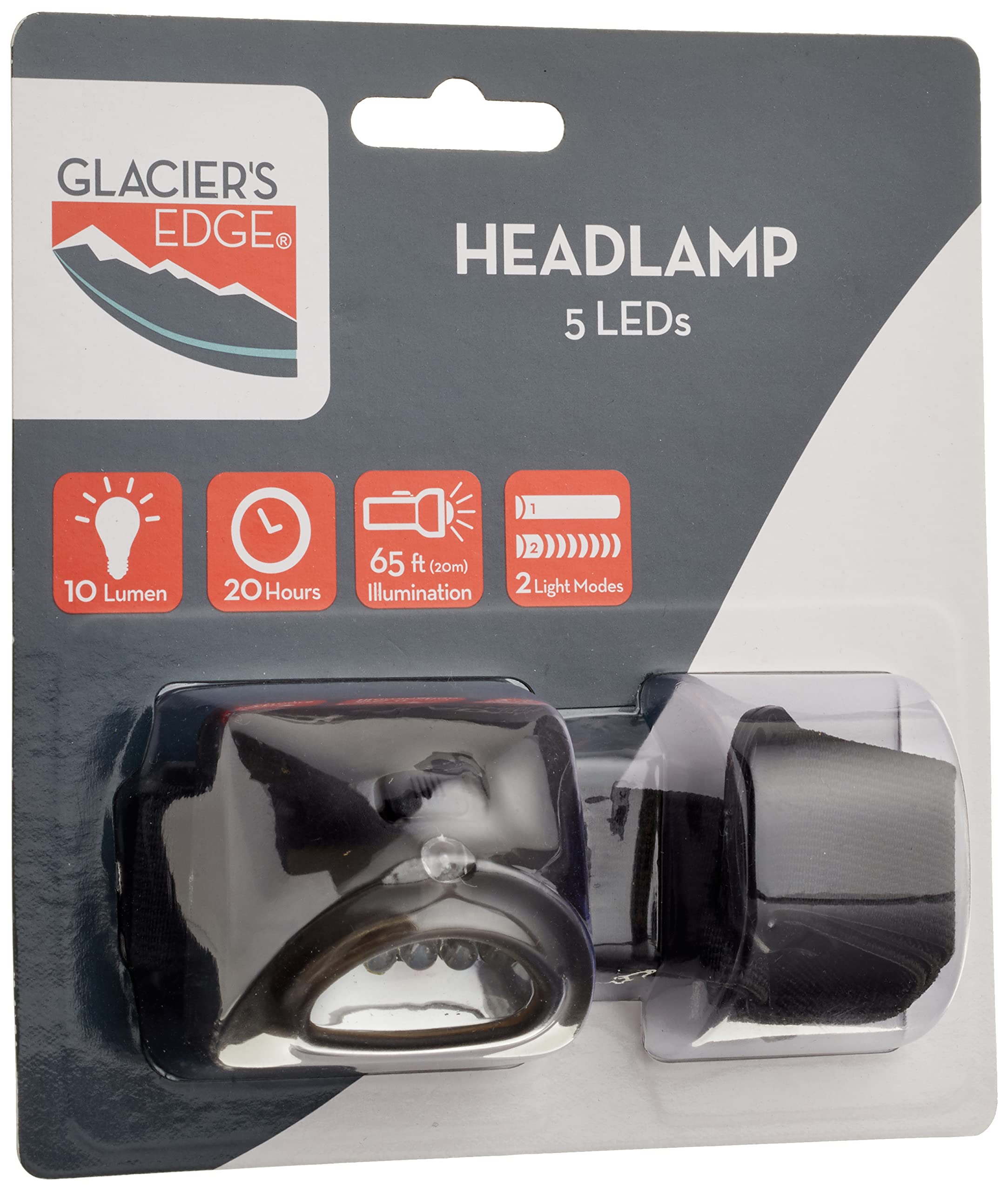 Glacier's Edge 36Pack 10 Lumen 5 LED Headlamp, Two Modes, Head Light for Outdoors, Camping, Running
