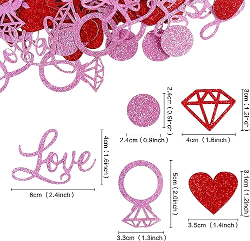 Miniatura 6 de Keaziu 100 piezas de confeti para el día de San Valentín mesa de corazón rojo confeti boda compromiso despedida de soltera aniversario fiesta