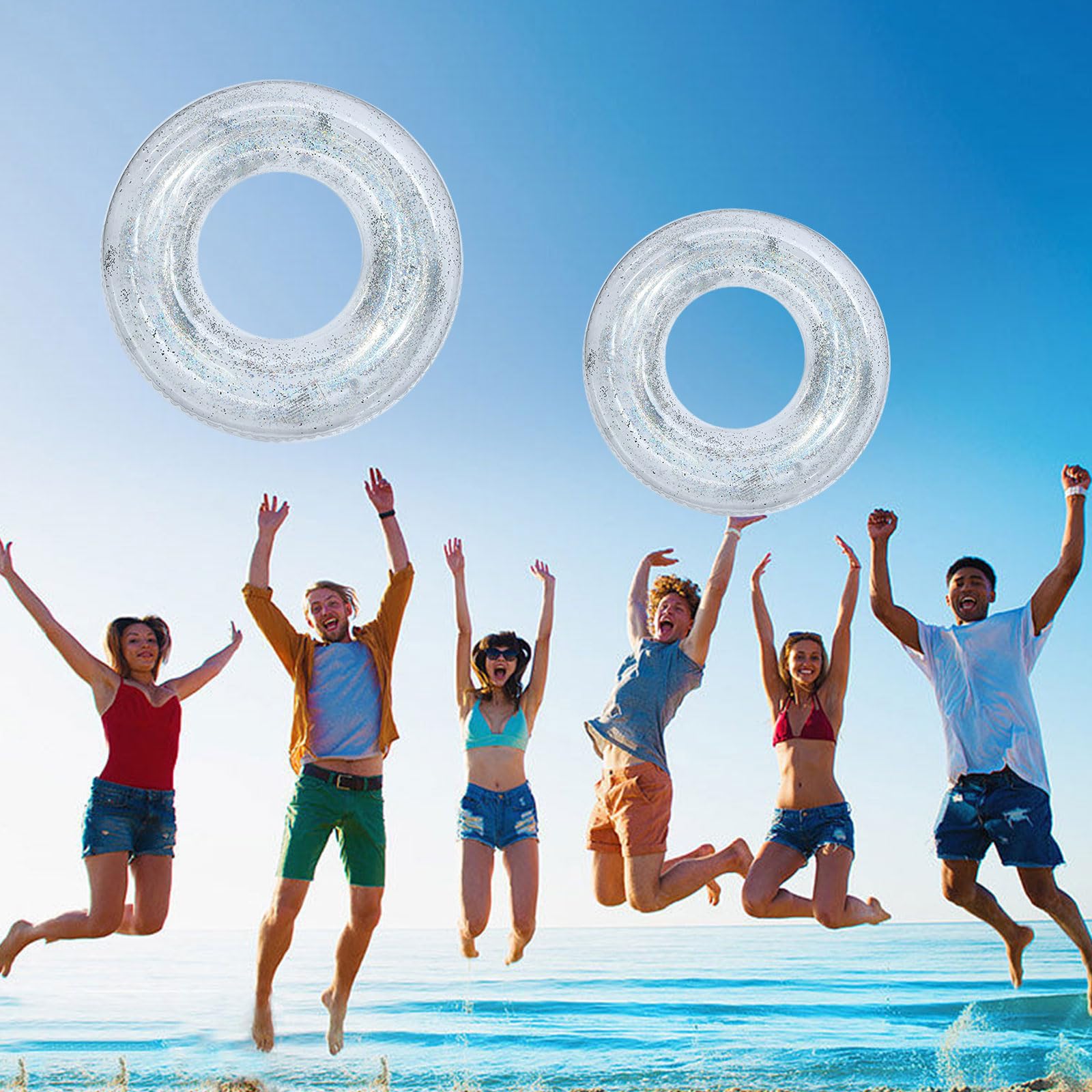 Anneau De Natation Pour Enfant Blue Dream, Anneau De Natation Gonflable Anneau De Natation Flottante Anneau De Natation Gonflable Avec Paillettes Jouets 58661 B