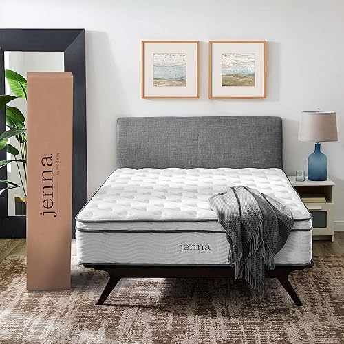 Miniatura 21 de Modway Jenna - Colchón King de muelles interiores (8 pulgadas), Tela, Blanco