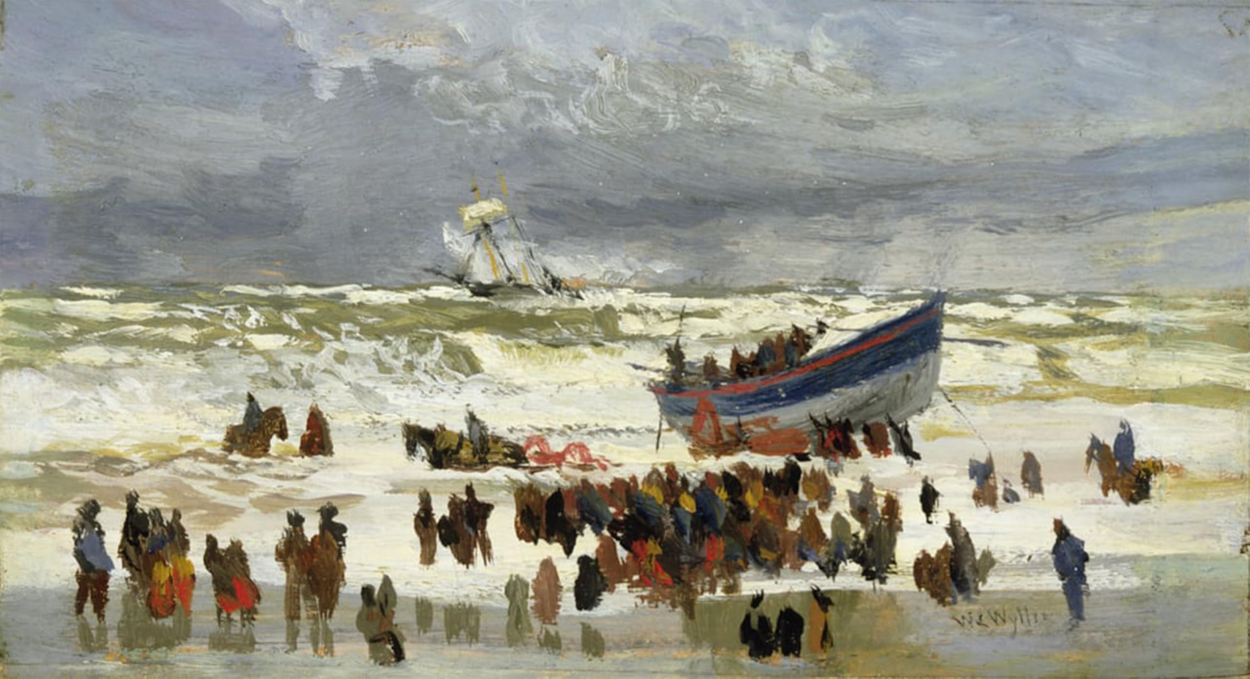 ARTXLXXBN Famous Print Painting Colorful Art Print the Life Boat by William Lionel Wyllie Canvas Art Decorations for Home Decor 60x90cm