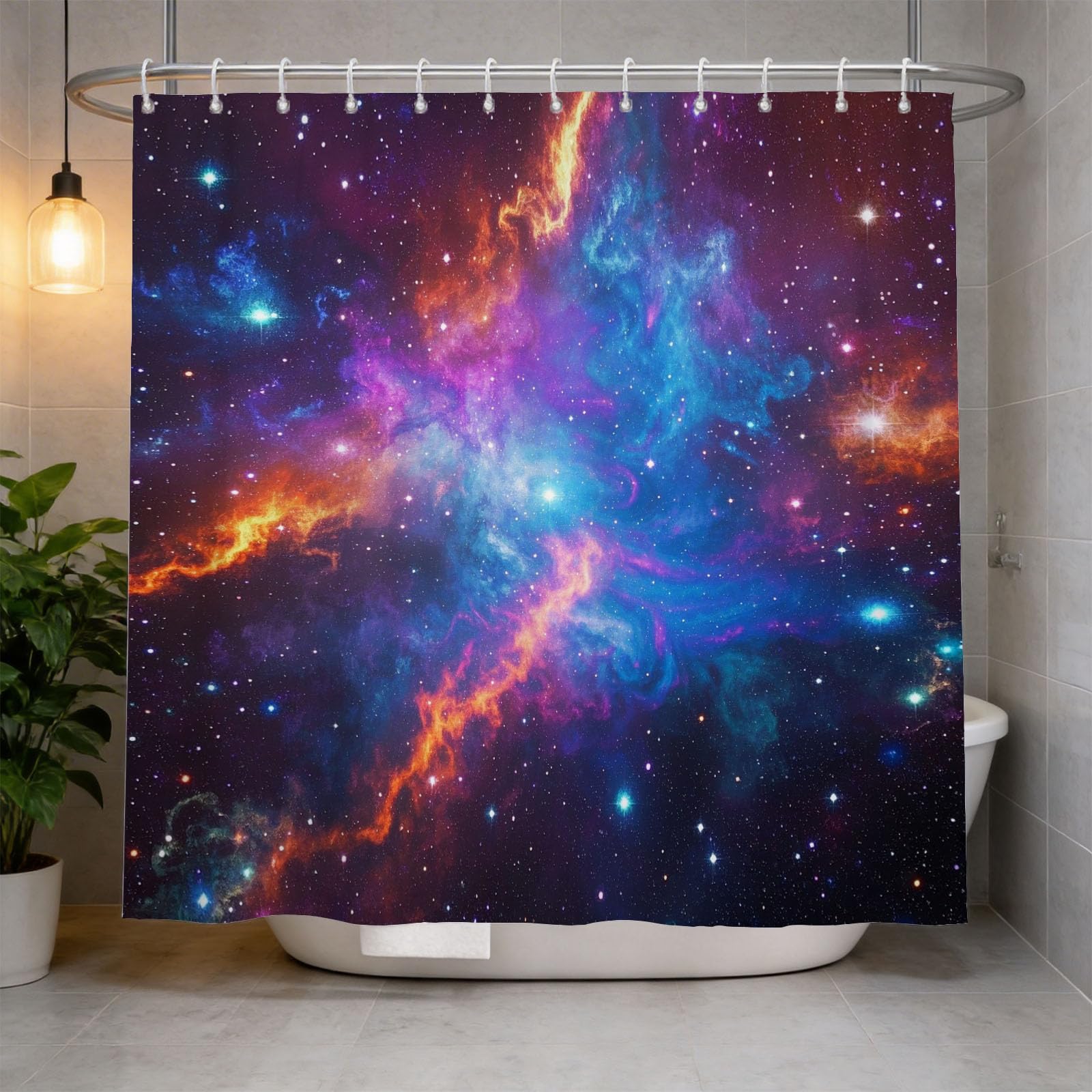 Hongduo 3D Galaxy Shower Curtain for Stalls Bathtubs Mystical Bathroom Decor Shower Curtain Set Polyester Fabric Waterproof 180x200cm/71X79 Inch with Hooks