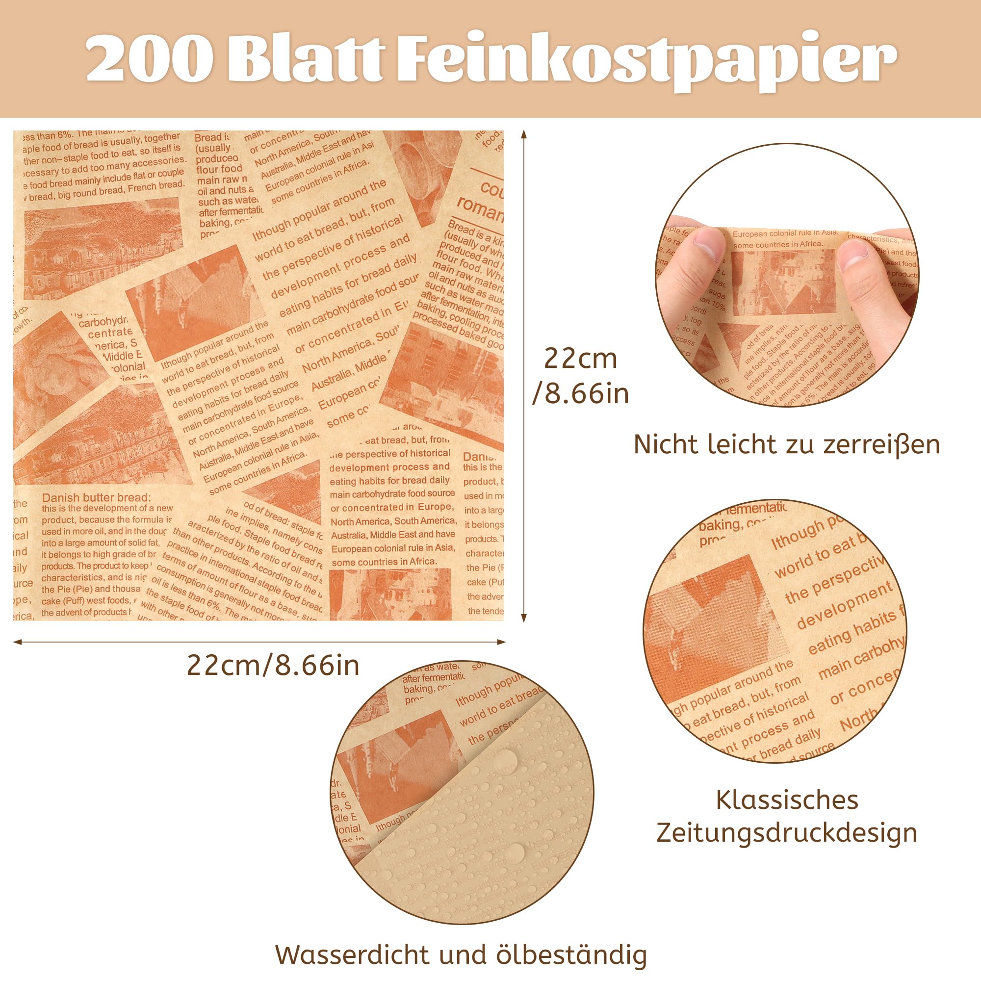 Lot 250 Sachets Hamburger 18x18cm Papier Journal - Emballage Anti Graisse Sandwich Frites