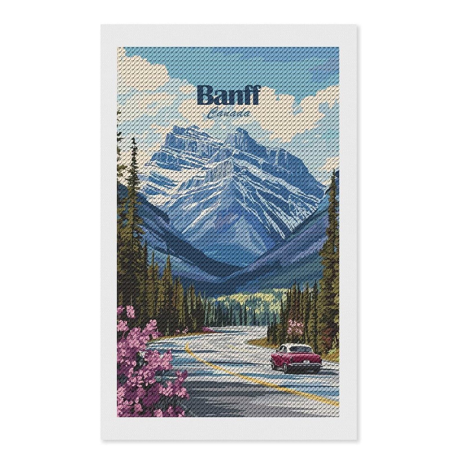 Junmoney Banff Canada Travel (2) DIY Diamond Art Canvas Kit 12"x20", Christmas Gift, for Family Craft Time, Leisure Activity, Home Wall Art