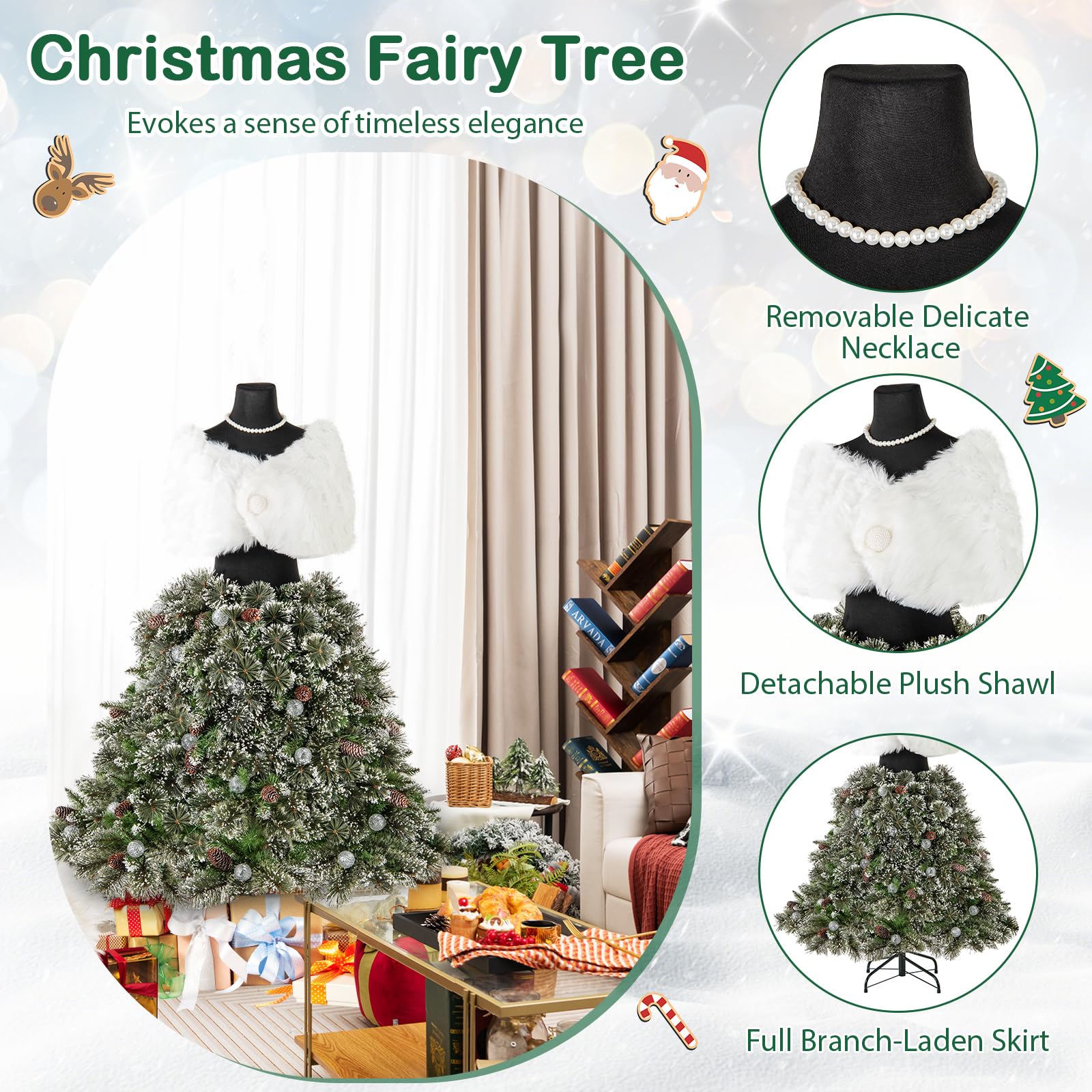 Amazon.com: Happygrill 5 FT Artificial Mannequin Tree, Dress Form Xmas Tree w/465 Branch Tips, 50 Warm White LED Lights, Natural Pine Cones, Pine Needles, Necklace & Plush Shawl, Pre-Lit Christmas Tree for Amazon.com: Happygrill 5 FT Artificial Mannequin Tree, Dress Form Xmas Tree w/465 Branch Tips, 50 Warm White LED Lights, Natural Pine Cones, Pine Needles, Necklace & Plush Shawl, Pre-Lit Christmas Tree for