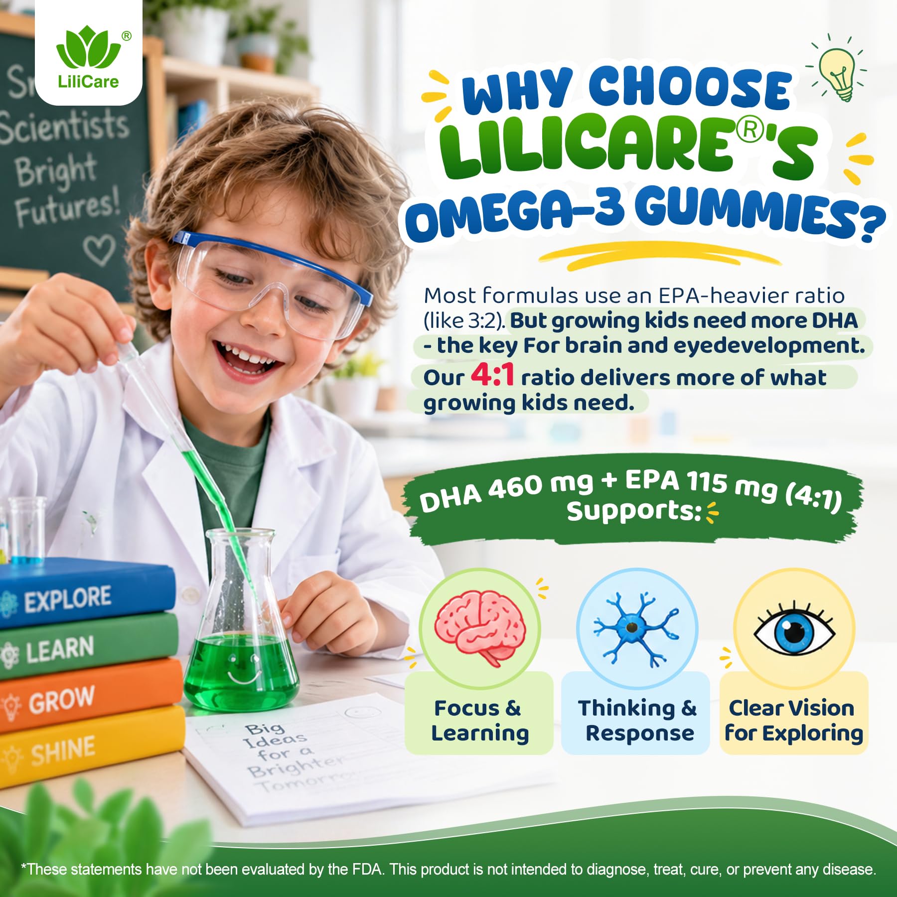 Kids Omega 3 DHA Gummies, 460 mg DHA & EPA from Algae Oil, 60 Count — Amazon image 4