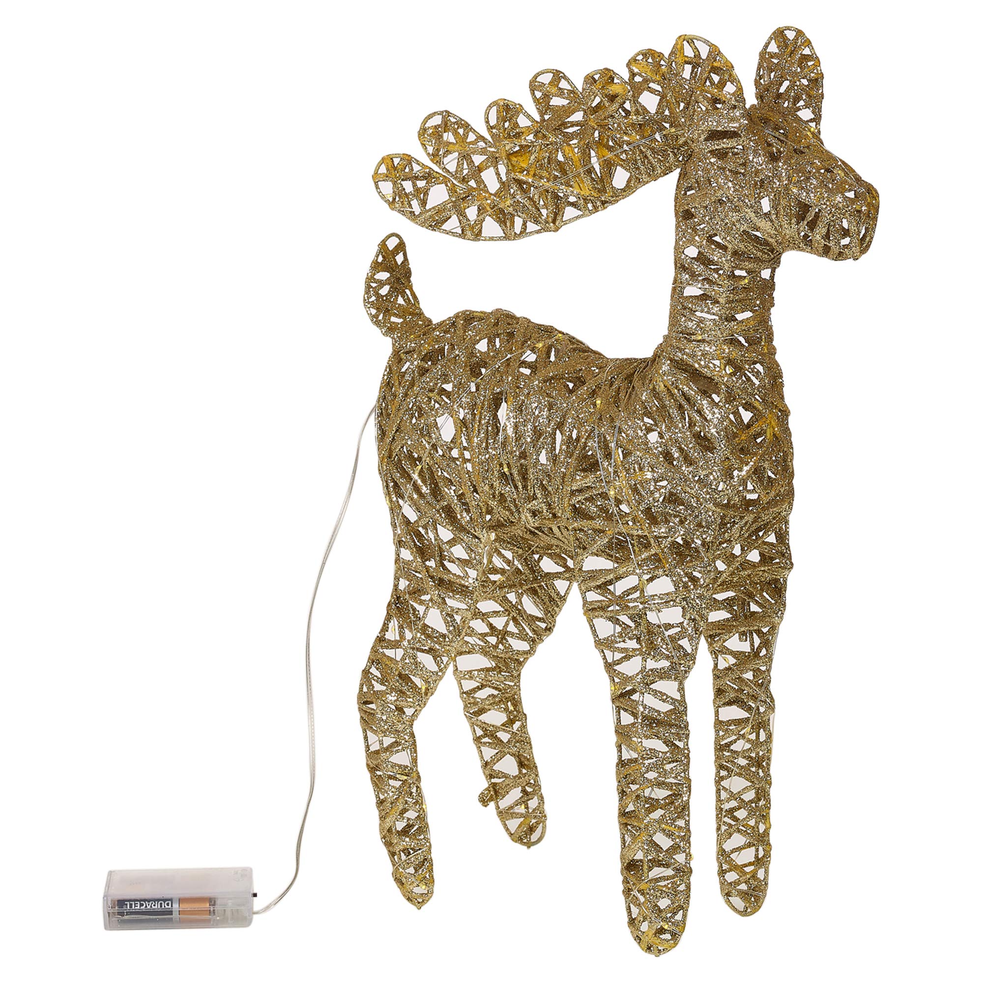 Urbnliving Gold Glitter Light Up Led Reindeer Stags, 37Cm Illuminated Christmas Decoration Ornament Figurines, Battery Powered 3Xaa Christmas Display Decor (Gold Glitter)