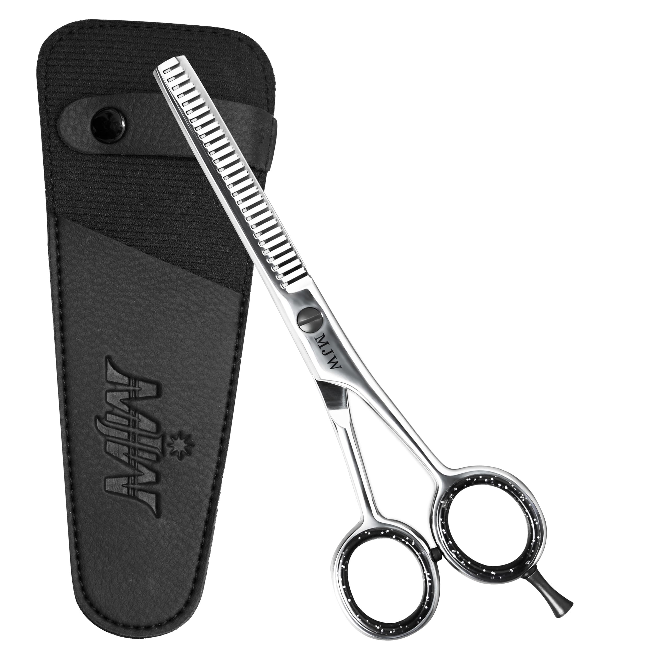 MJW Tijeras para Adelgazar el Cabello - Tijeras de Dientes para Cortar el Cabello de Acero Inoxidable, Tijeras para Mezclar Peluquería, Tijeras Ideales para Texturizar y Estratificar para Adultos