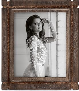 AKRILANE 8x10 Rustic Wood Picture Frame Vintage Distressed Style A - Wall Mount Tabletop Display for Wedding Home Decor Photos