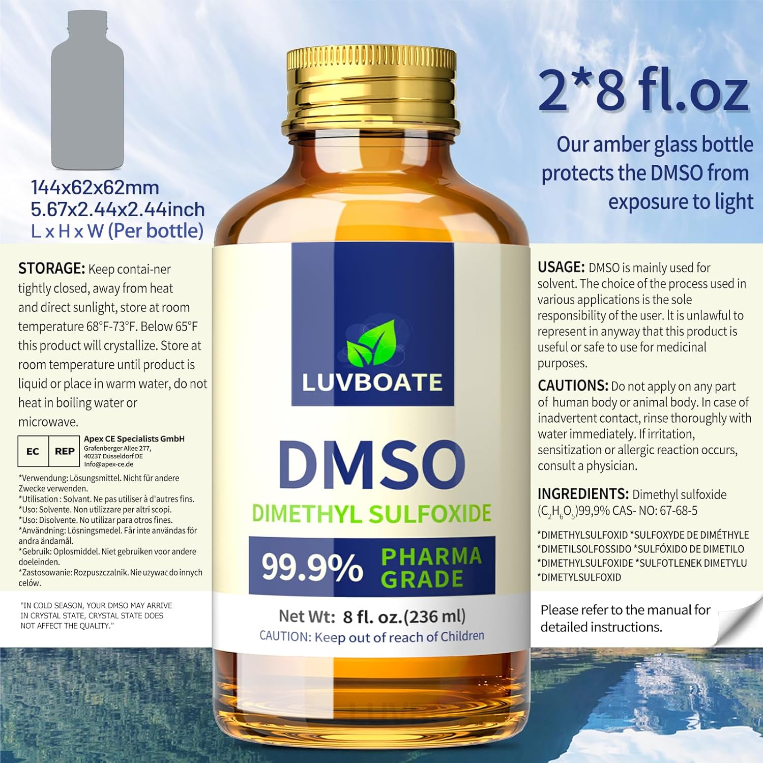 DMSO 99.9% Pharma Grade, Pure Liquid Dimethyl Sulfoxide 16 fl.oz in Glass Bottle with Dropper, Non-Diluted, Low Odor - Image 7