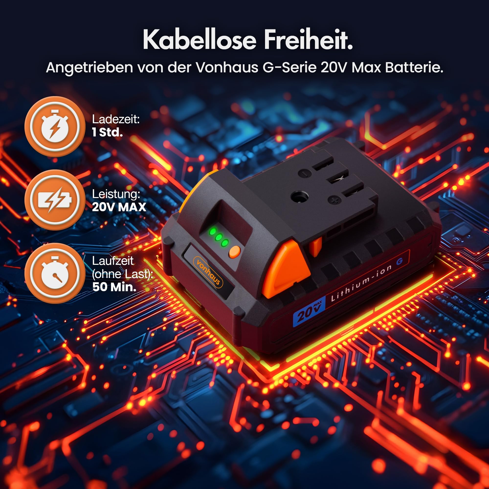 VonHaus 20V Akku Heckenschere für Hecken, Büsche und Zweige | 45 cm Doppelklingen, 135° Verstellbarer Schneidkopf, Ausziehbare Teleskop-Heckenschere, inkl. Akku, Ladegerät & Schultergurt